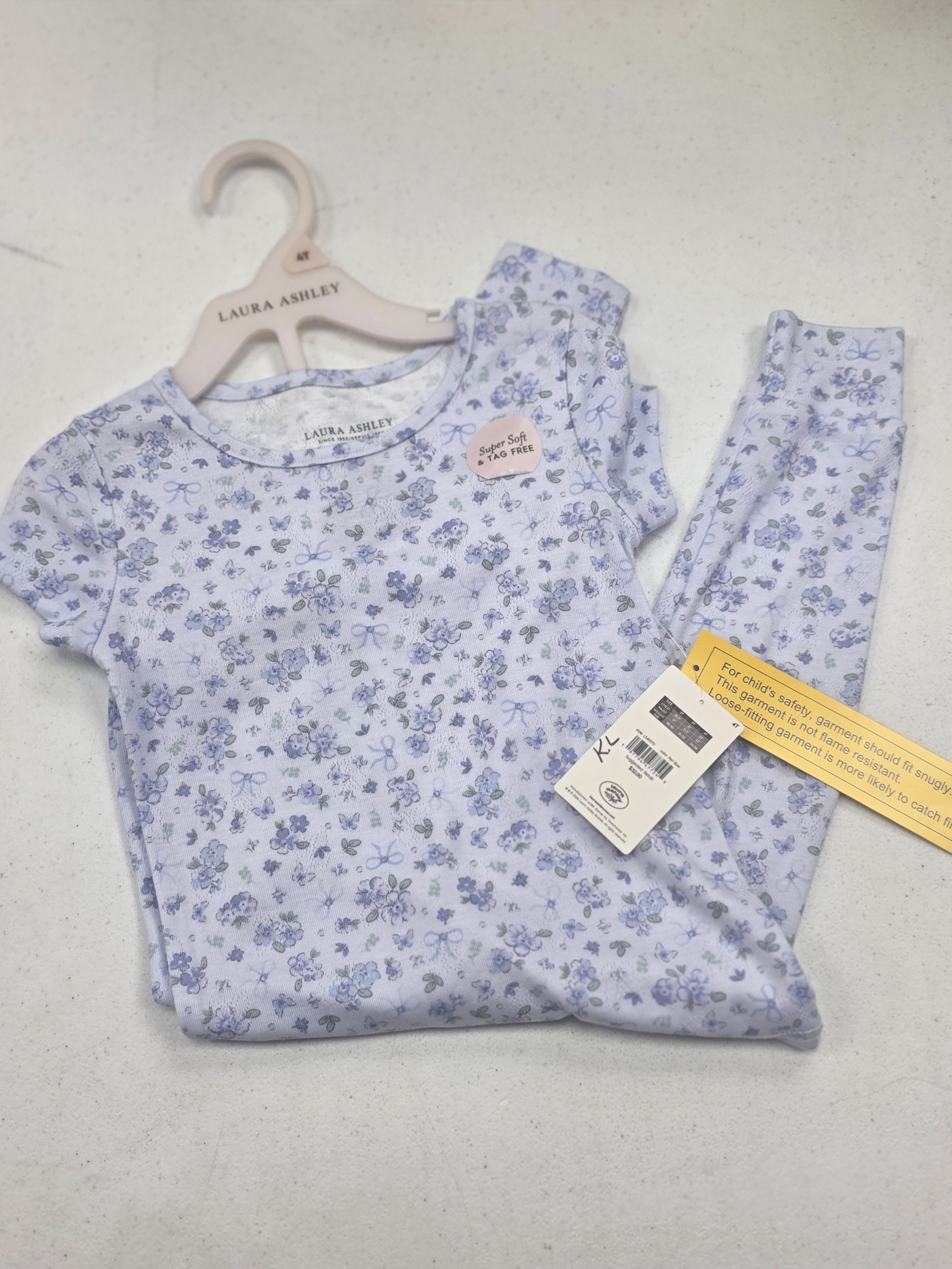 Laura Ashley Blue Floral Fabric With Brand Tag
